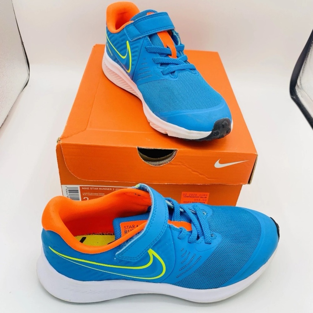 Nike Star runner 2 Blue yellow Orange Sneakers Vibrant Design size 2Y